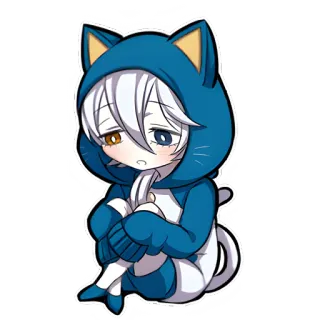 😞 อนิเมะ, จิบิ, น่ารัก, แมว, คาวาอิ, เด็กผู้ชาย, การ์ตูน telegram sticker