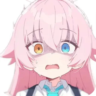 ❤ アニメの女の子, ピンク髪, 虹彩異色症, ショック, 心配, 緊張 telegram sticker