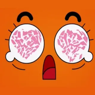 💔 Cartoon, Gesicht, Herz, Augen, Liebe, Orange, Glücklich, Animiert whatsapp sticker