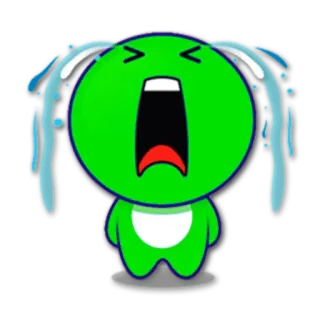😭 crying, sad, green, cartoon, tears, upset, emotion telegram sticker