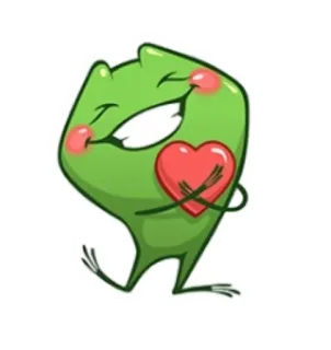 ❤️ rã, coração, amor, verde, fofo, desenho animado whatsapp sticker