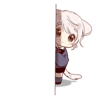 👀 Anime, Chibi, Gatto, Kawaii, Carino, Manga, Capelli Bianchi, Orecchie da animale telegram sticker