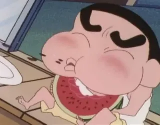 🍠 Shin-chan Crayon Shin-chan Shin-chan, Crayon Shin-chan, Anime, Semangka, Makan, Kartun telegram sticker