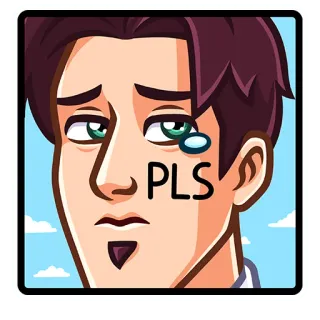 😢 PLS pleading, request, sad, expression, man, cartoon, pls telegram sticker
