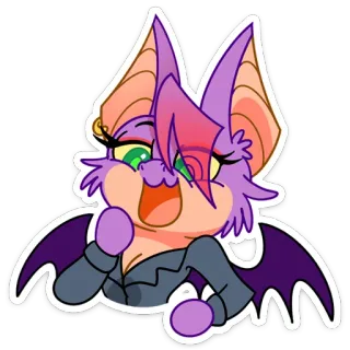 🥱 Kelelawar kartun, Kelelawar antropomorfik, Karakter kelelawar, Kelelawar lucu, Hewan kartun, Kelelawar ungu, Makhluk bersayap whatsapp sticker