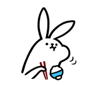 🐇 lapin, manger, baguettes, nourriture, riz, mignon, dessin animé, animal telegram sticker