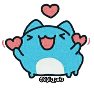 😍 @Sigilo_packs 귀여운, 스티커, 파란색, 고양이, 카와이, 사랑, 하트 telegram sticker