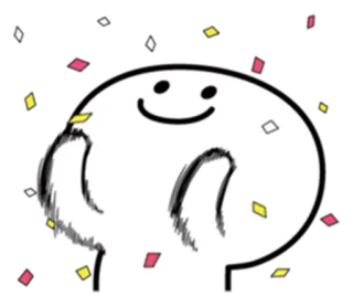 🎊 feier, konfetti, glücklich, smiley, cartoon, weiß, einfach, zeichnung whatsapp sticker