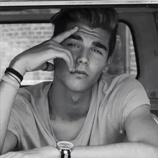 😒 man, portrait, model, black and white, watch, teenager telegram sticker