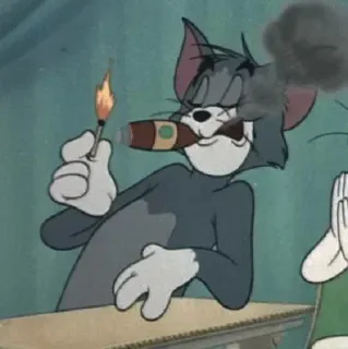 🚥 Tom Cat cartoon, Tom en Jerry, kat, sigaar, roken whatsapp sticker