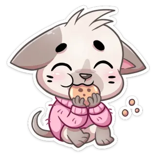 🍪 Katze, Kätzchen, Keks, süß, rosa Pullover, Cartoon, Tier whatsapp sticker