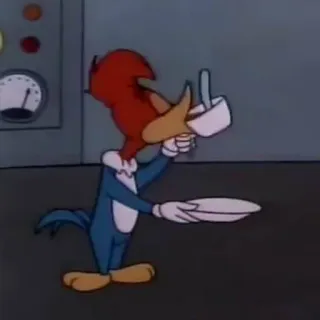 ☕️ Woody Woodpecker 만화, 우디 우드페커, 모욕적인 제스처, 가운데 손가락, 애니메이션 telegram sticker