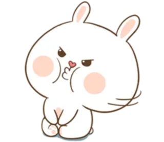 😑 rabbit, cute, cartoon, animal, bunny, angry, adorable telegram sticker