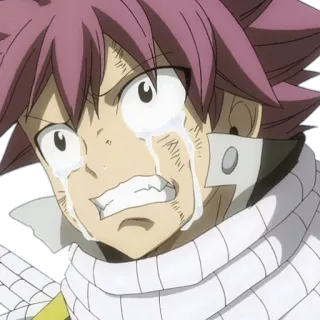 😭 Natsu Dragneel Fairy Tail anime, chorando, triste, mangá, lágrimas, rosto telegram sticker
