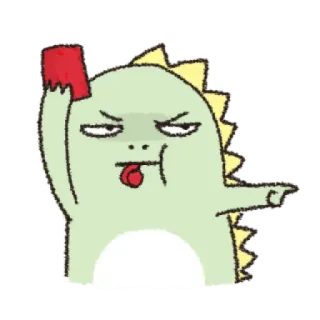 😡 dinosaurio, dibujos animados, enfadado, tarjeta roja, monstruo, animado, reptil telegram sticker