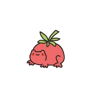 🍅 ếch, cà chua, động vật, dễ thương, hoạt hình, nhãn dán, lưỡng cư telegram sticker
