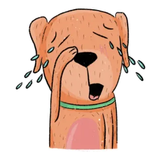 😢 chien, pleurer, triste, animal, dessin animé, émotion, larmes whatsapp sticker