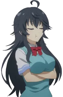 😒 Anime, Garota, Uniforme escolar, Desenho animado, Feminino, Personagem, Retrato telegram sticker