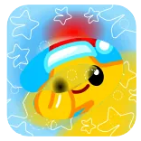 🎅 귀여운, 만화, 카와이, 별, 노란색, 파란색 telegram sticker