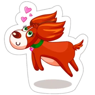 💪 cane, cuori, cucciolo, cartone animato, animale, adesivo whatsapp sticker