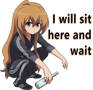 🍷 I will sit here and wait Anime, Seduto, Aspettando, Accovacciato, Russo, Bottiglia telegram sticker