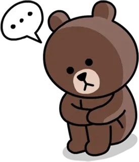 😔 Brown beruang, imut, kartun, hewan, sedih, berpikir telegram sticker