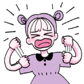😫 en colère, dessin animé, contrarié, frustré, personne, fille telegram sticker