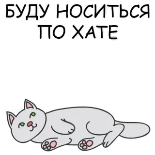 🙂 БУДУ НОСИТЬСЯ ПО ХАТЕ cat, russian, text, animal, domestic animal telegram sticker