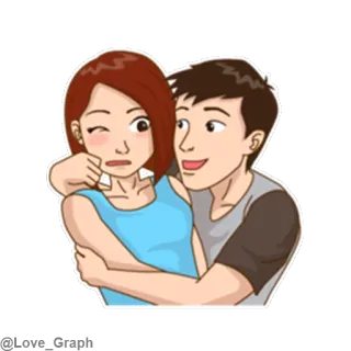 😃 couple, hug, romance, cartoon, affection telegram sticker