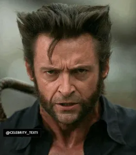 😤 Wolverine X-Men @CELEBRITY_TEXTI wolverine, hugh jackman, marvel, x-men, selebriti telegram sticker
