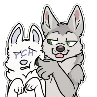 😉 YCH wolf, cartoon, dieren, furry, honden telegram sticker