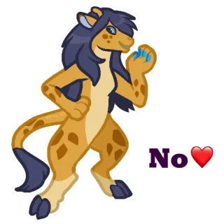 ❌ No❤️ anthropomorphic, animal, cartoon, no, heart, rejection whatsapp sticker