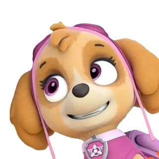 😃 Skye Paw Patrol anjing, kartun, binatang, merah muda, lucu, langit, anak anjing, Nickelodeon telegram sticker