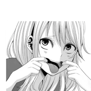 😜 Anime, Mangá, Garota, Rosto, Expressão, Escala de cinza telegram sticker