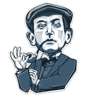 👌 남자, 파이프, 초상화, 만화, 신사, 모자, 흡연 telegram sticker