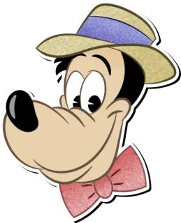 🙂 Goofy глупый, disney, мультфильм, персонаж, шляпа, галстук-бабочка telegram sticker