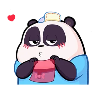 🐼 panda, mono, dibujos animados, animal, corazón whatsapp sticker
