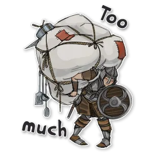 😖 Too much permainan video, skyrim, zirah, kelebihan beban, beban telegram sticker