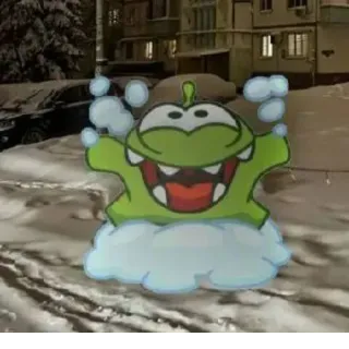 🎉 Om Nom Cut the Rope Om Nom, Cut the Rope, Monstre, Dessin animé, Vert, Personnage de jeu, Jeu vidéo telegram sticker