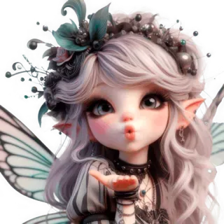 😘 fairy, fantasy, cute, kiss, whimsical, anime style, elf, magical telegram sticker