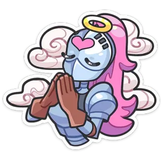 😇 knight, armor, angel, halo, heart, cartoon telegram sticker