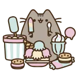 🍦 Pusheen pusheen, cat, ice cream, sweets, dessert, cute telegram sticker