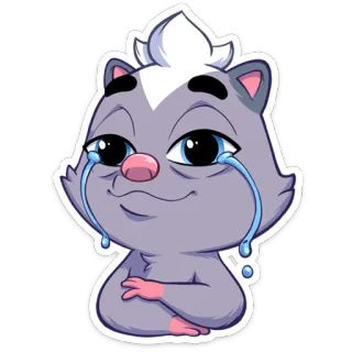 😭 Stinktier, Cartoon, Tier, weinend, Tränen, traurig, Emoticon, Ausdruck telegram sticker