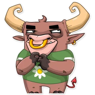 😬 Cartoon, Stier, Teufel, Tier, Figur, Sticker telegram sticker