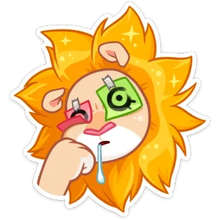 🤤 狮子, 动物, 贴纸, 卡通, 吉祥物, 伤心 telegram sticker