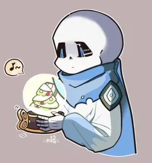 💙 Sans Sans, Undertale, Schneekugel, Weihnachtsbaum, Skelett, Cartoon telegram sticker
