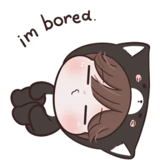 😼 im bored. gelangweilt, faul, Cartoon, süß, kawaii, schläfrig, liegend telegram sticker