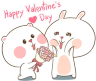 ❤ Happy Valentine's Day Valentinstag, Liebe, süß, Cartoon, Hase, Bär telegram sticker
