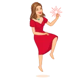 💃 femme, robe, dessin animé, féminin, assise, robe rouge, fille, personne telegram sticker