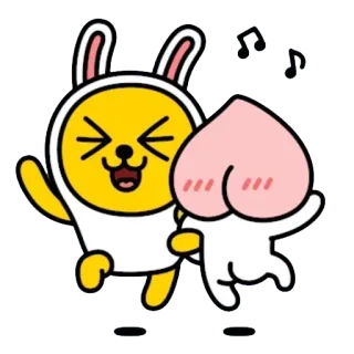 😆 kakao friends, dance, peach, bunny, cute, cartoon telegram sticker